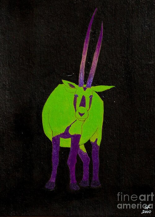  Greeting Card featuring the painting Arabian Oryx by Stefanie Forck
