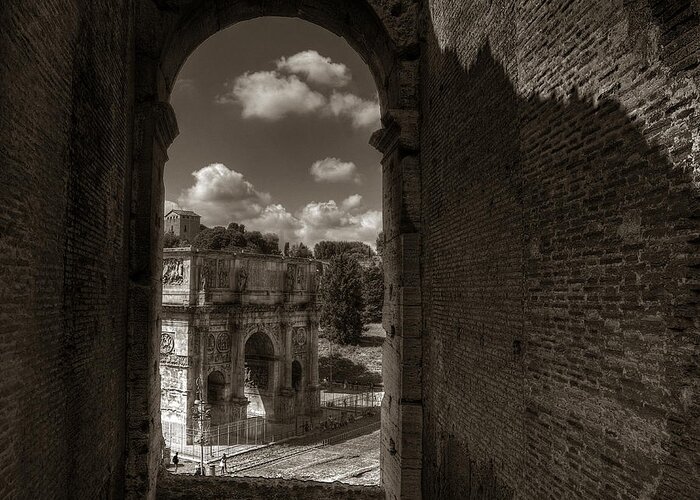 Arch Of Constantine Greeting Card featuring the photograph Arch of Constantine from the Colosseum by Michael Kirk