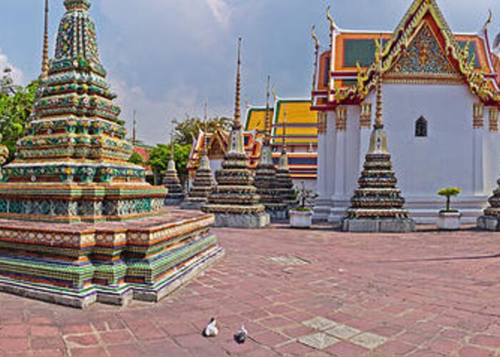 Photography Greeting Card featuring the photograph Architectural Feature Of A Temple, Wat by Panoramic Images