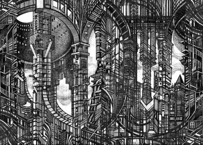 Architectural Utopia 4 Fragment Drawing By Serge Yudin