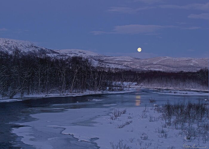 Moonglade Greeting Card featuring the photograph Arctic Moonglade by Pekka Sammallahti