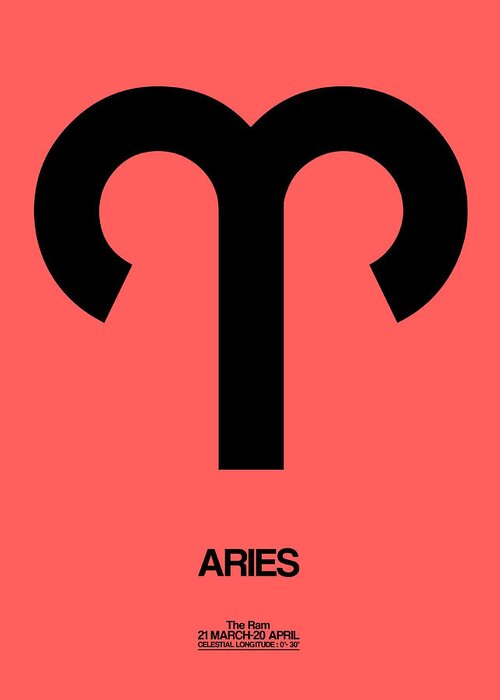 Aries Greeting Card featuring the digital art Aries Zodiac Sign Black by Naxart Studio