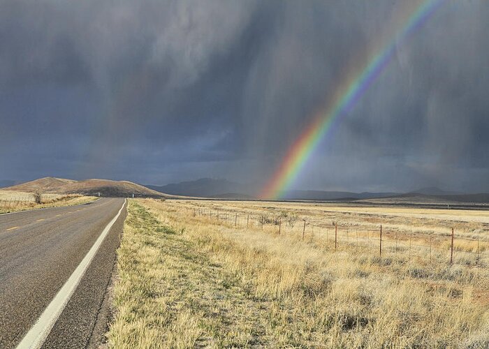 Rodeo Greeting Card featuring the photograph Arizona Highway Rainbow by Gregory Scott