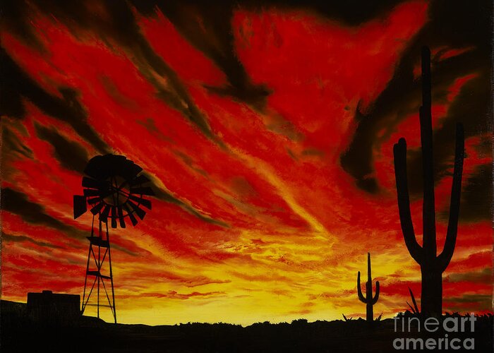 Arizona Greeting Card featuring the painting Arizona Sunset by Stuart Engel
