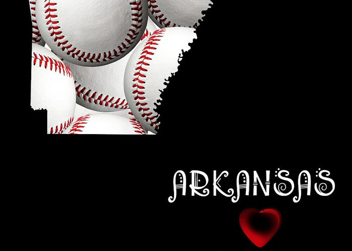 Andee Design Greeting Card featuring the digital art Arkansas Loves Baseball by Andee Design
