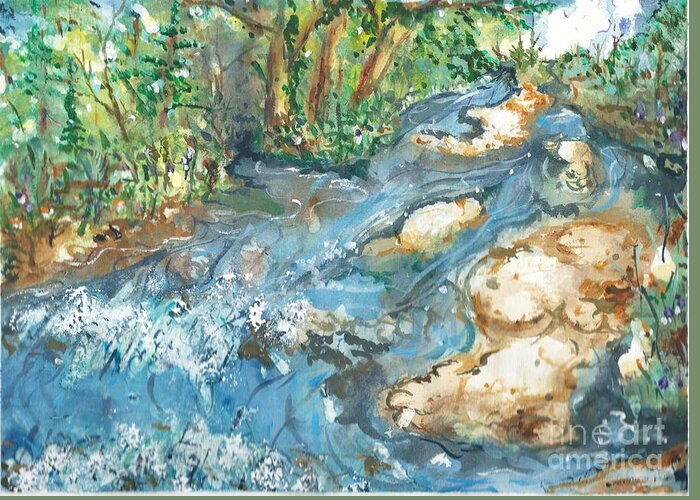 Arkansas Stream Greeting Card featuring the painting Arkansas Stream by Reed Novotny