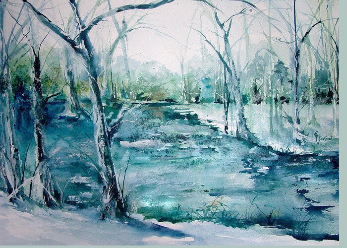 Arkansas Greeting Card featuring the painting Arkansas Winter by Robin Miller-Bookhout