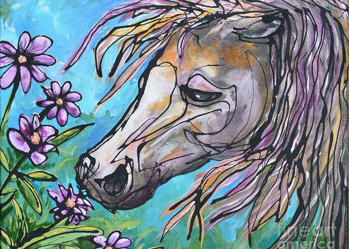 Horse Greeting Card featuring the painting Aromatherapy by Jonelle T McCoy