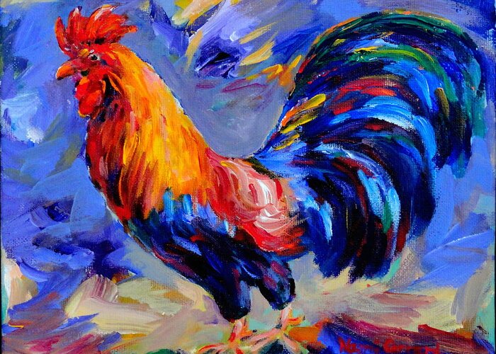 Rooster Greeting Card featuring the painting Arostroocrat 2012 Early Morning by Naomi Gerrard