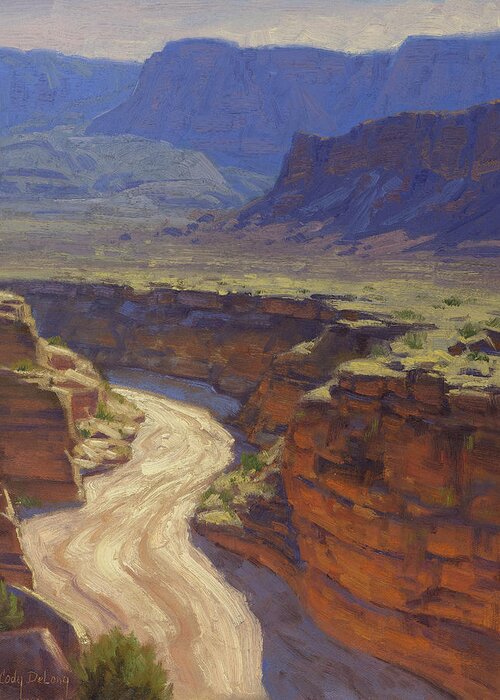 Grand Canyon Greeting Card featuring the painting Around the Bend by Cody DeLong