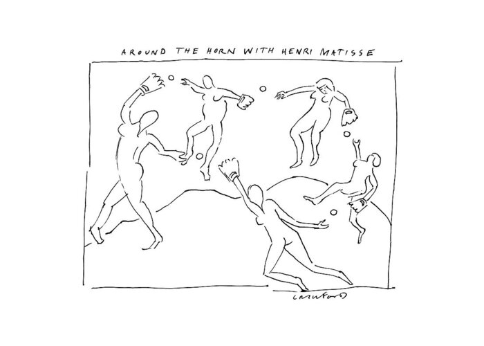 Captionless Mattise Art Painting Baseball Around The Horn Dancers Sports Greeting Card featuring the drawing Around The Horn With Matisse: Matisse's Dancers by Michael Crawford
