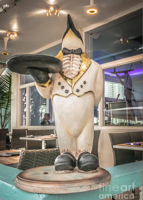 1920s Greeting Card featuring the photograph Art Deco Penguin Waiter South Beach Miami - HDR Style by Ian Monk