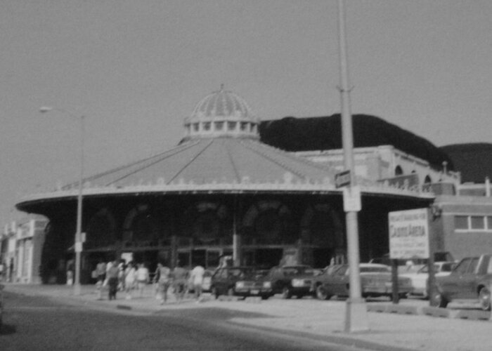 Asbury Greeting Card featuring the photograph Asbury Park NJ Carousel BW by Joann Renner