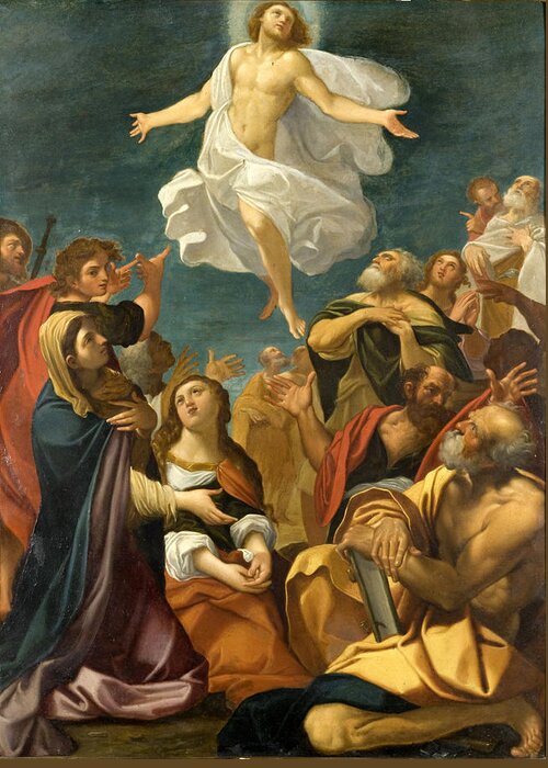 Giacomo Cavedone Greeting Card featuring the painting Ascension of Christ by Giacomo Cavedone