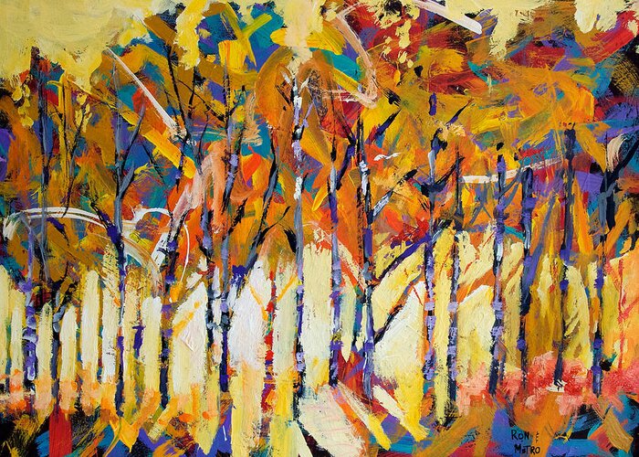 Aspen Greeting Card featuring the painting Aspen Trees by Ron Krajewski