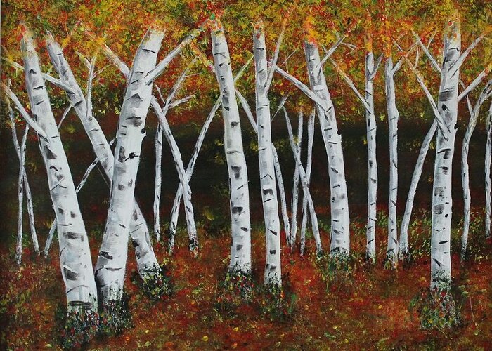 Aspens Greeting Card featuring the painting Aspens in Fall 1 by Melvin Turner