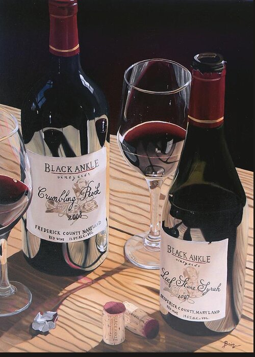 Wine Art Greeting Card featuring the painting At The Right Time by Brien Cole
