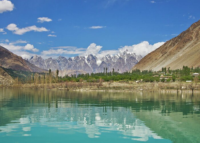 Tranquility Greeting Card featuring the photograph Attabad Lake by Iqbal Khatri