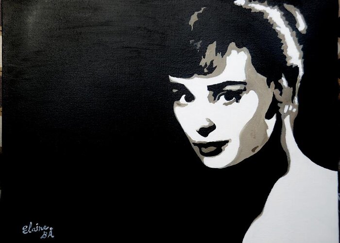 Artist Painting Greeting Card featuring the painting Audrey Hepburn by Elaine Berger