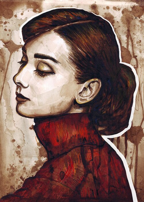 Audrey Hepburn Greeting Card featuring the painting Audrey Hepburn by Olga Shvartsur