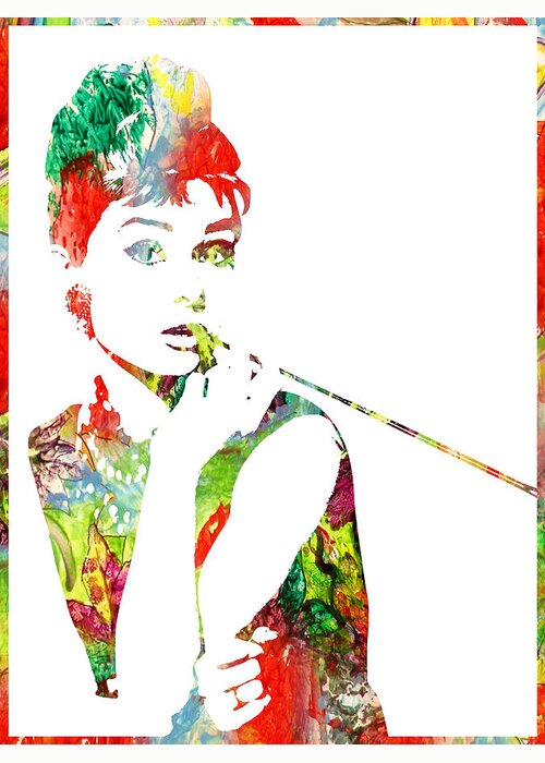 Audrey Hepburn Greeting Card featuring the painting Audrey Hepburn - Watercolor by Doc Braham