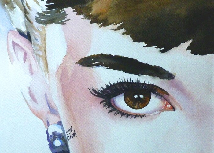 Audrey Hepburn Greeting Card featuring the painting Audrey by Michal Madison