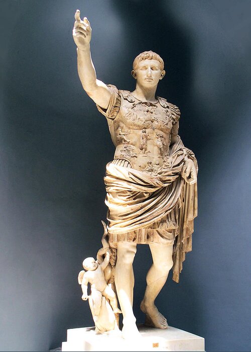 Augustus Prima Porta Greeting Card featuring the painting Augustus Prima Porta by Troy Caperton