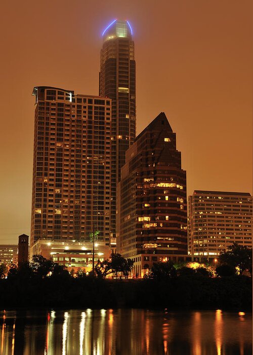 Downtown District Greeting Card featuring the photograph Austin In Fog by Aimintang