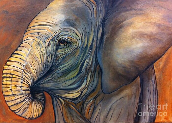 Elephant Greeting Card featuring the painting Autumn by Aimee Vance