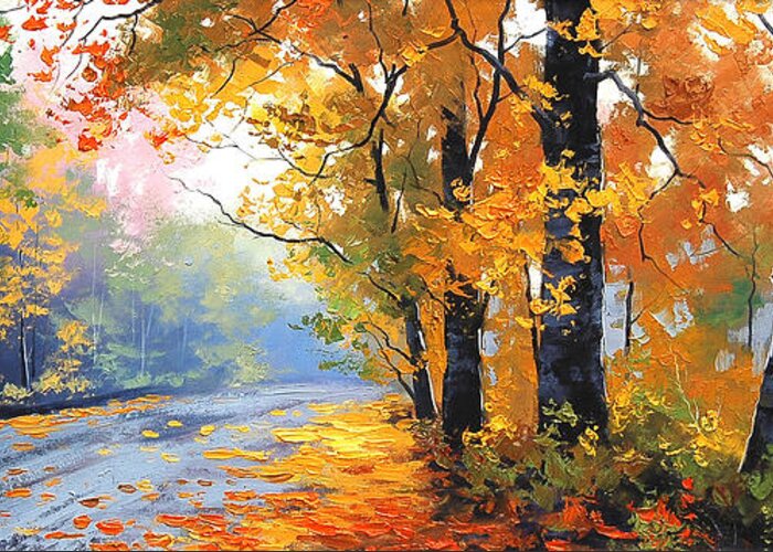  Fall Greeting Card featuring the painting Autumn Backlight by Graham Gercken