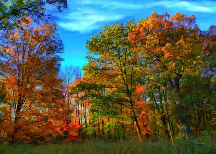 Woods Greeting Card featuring the digital art Autumn Clearing by Dennis Lundell