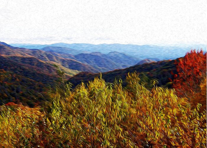 Autumn Greeting Card featuring the digital art Autumn In The Smokey Mountains by Phil Perkins
