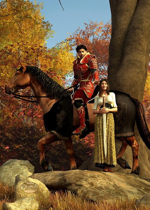 Knight Greeting Card featuring the digital art Autumn Knight by Daniel Eskridge