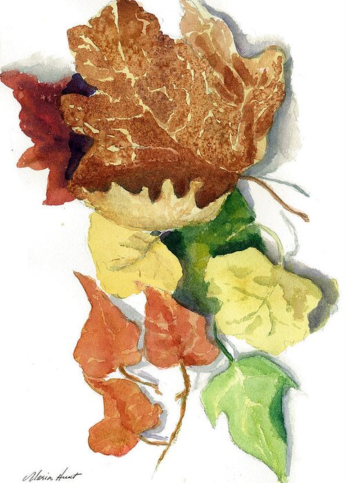Nature Greeting Card featuring the painting Autumn Leaves by Maria Hunt