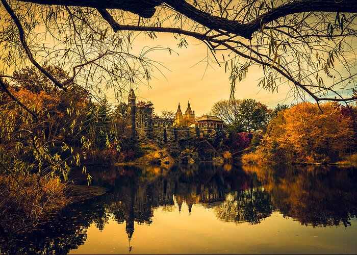 Belvedere Greeting Card featuring the photograph Autumn Reflections at Belvedere Castle by Chris Lord