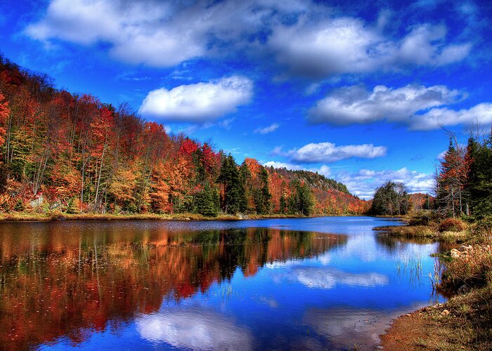 Autumn Reflections On Bald Mountain Pond Greeting Card featuring the photograph Autumn Reflections on Bald Mountain Pond by David Patterson