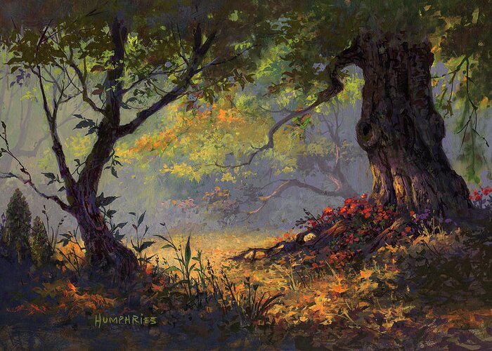 Landscape Greeting Card featuring the painting Autumn Shade by Michael Humphries