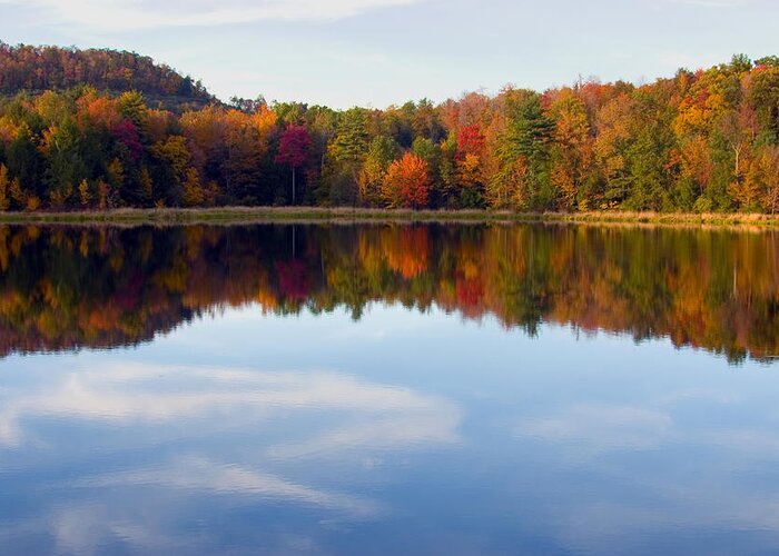 Autumn Greeting Card featuring the photograph Autumn Shoreline Reflection by Gene Walls