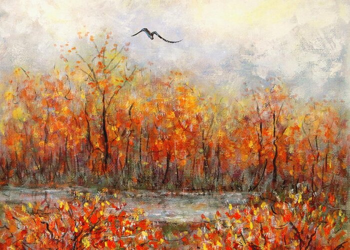 Landscapes Greeting Card featuring the painting Autumn Song by Natalie Holland
