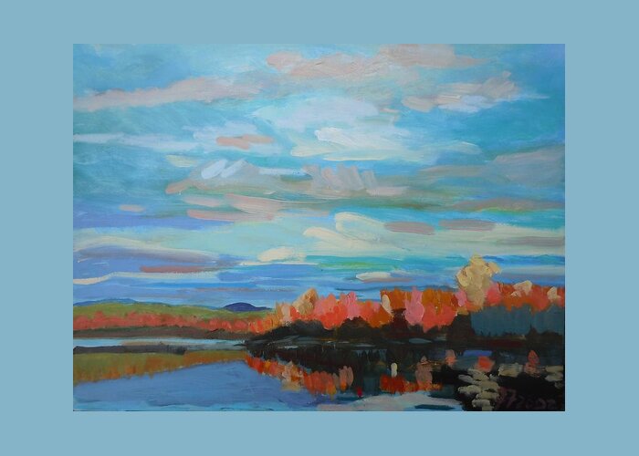 Landscape Greeting Card featuring the painting Autumn Sunrise by Francine Frank