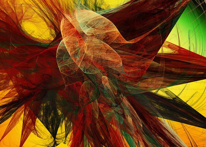 Andee Design Abstract Greeting Card featuring the digital art Autumn Wings by Andee Design