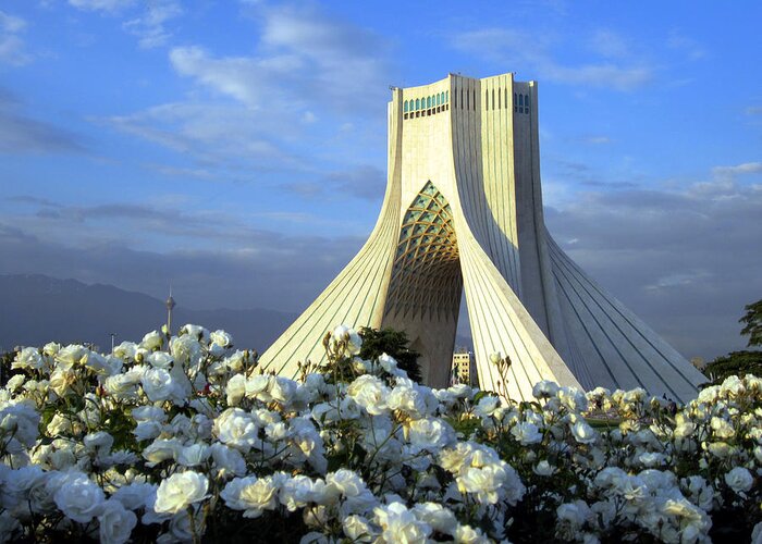 Tranquility Greeting Card featuring the photograph Azadi Tower In Tehran by Photo By David Stanley