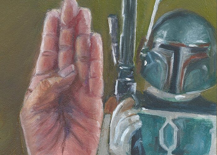 Star Wars Greeting Card featuring the painting B is for Boba Fett by Jessmyne Stephenson