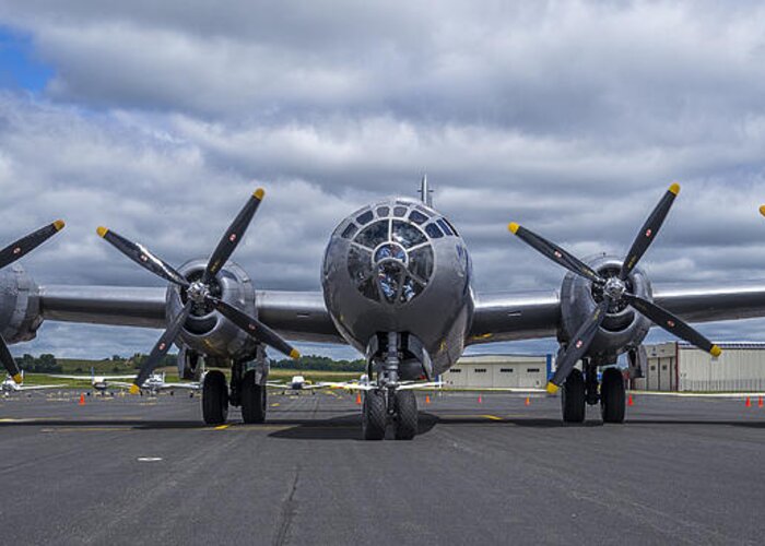 Plane Greeting Card featuring the photograph B29 superfortress by Steven Ralser