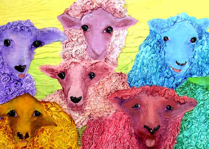 Sheep Greeting Card featuring the painting BaaBaaBaa by Jeanne Treschuk