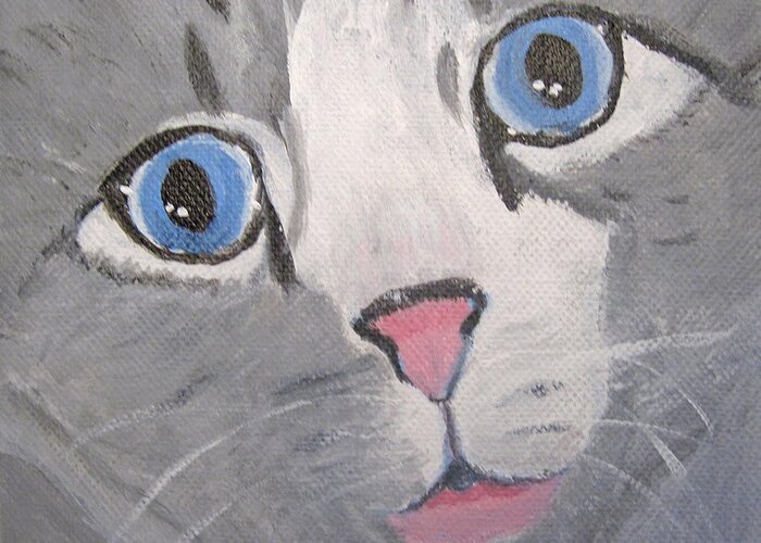Cat Greeting Card featuring the painting Baby Blues by Lou Belcher