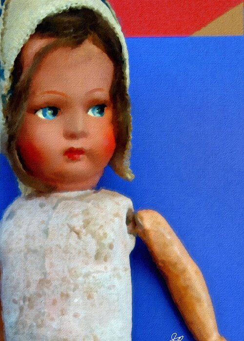 Vintage Female Doll Greeting Card featuring the painting Baby Doll by Joan Reese