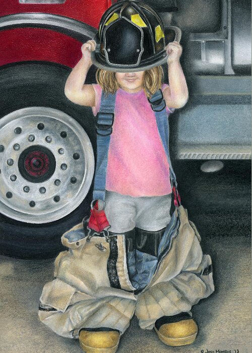 Firefighter Greeting Card featuring the drawing Baby Girl by Jodi Monroe
