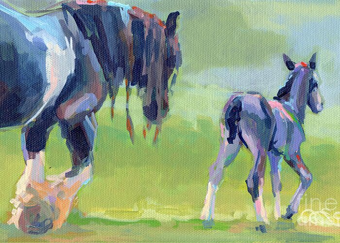 Gypsy Vanner Greeting Card featuring the painting Baby Steps by Kimberly Santini