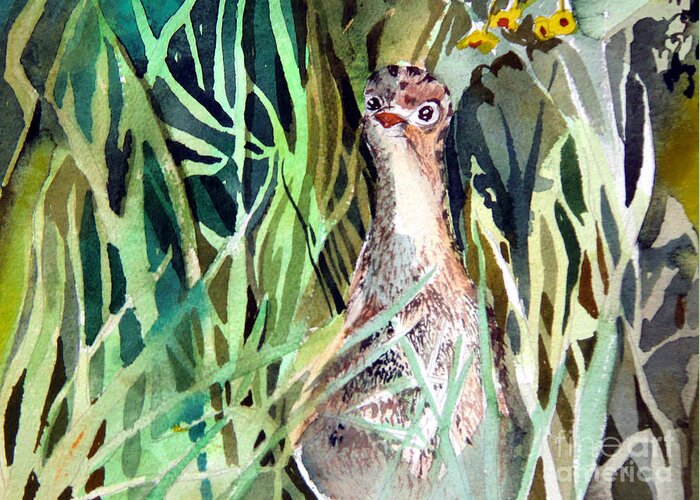 Turkey Greeting Card featuring the painting Baby Wild Turkey by Mindy Newman